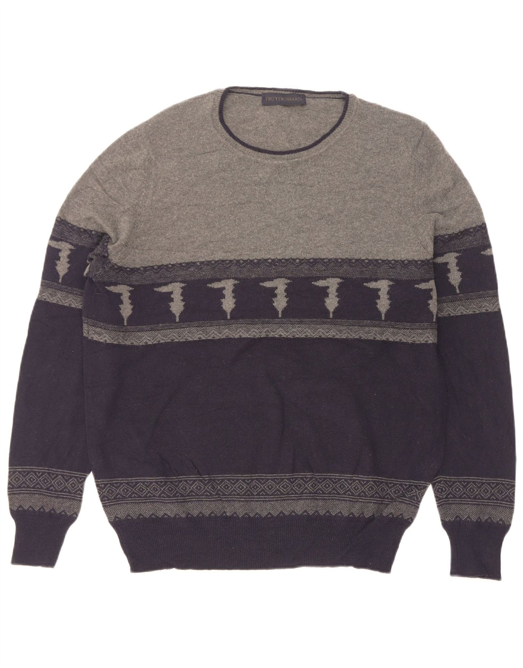 Ανδρικό πουλόβερ Trussardi Boat Neck Jumper Medium Navy Blue Colourblock