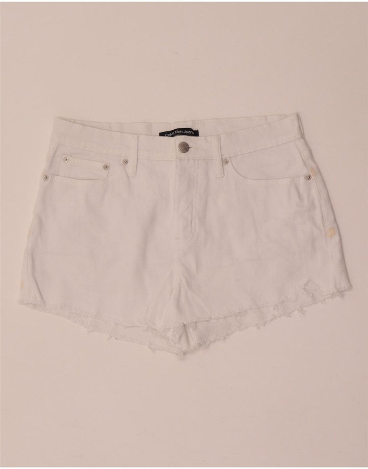 Γυναικείο τζιν σορτς Calvin Klein W28 Μεσαίο λευκό βαμβακερό