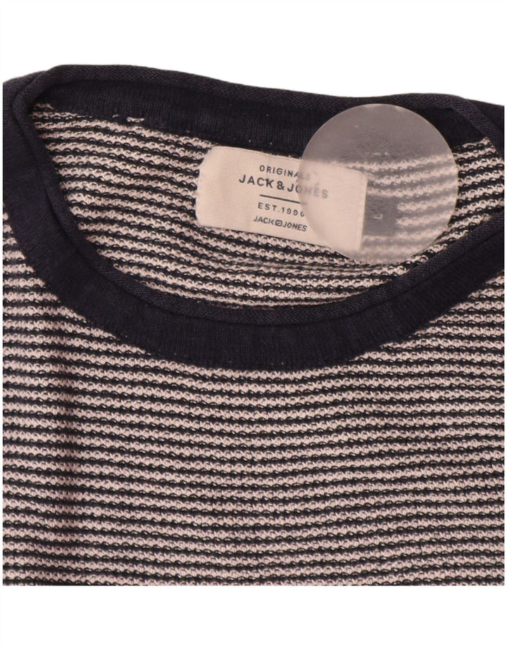 Jack & Jones Ανδρικό πουλόβερ με λαιμόκοψη μεγάλου μπλε ριγέ