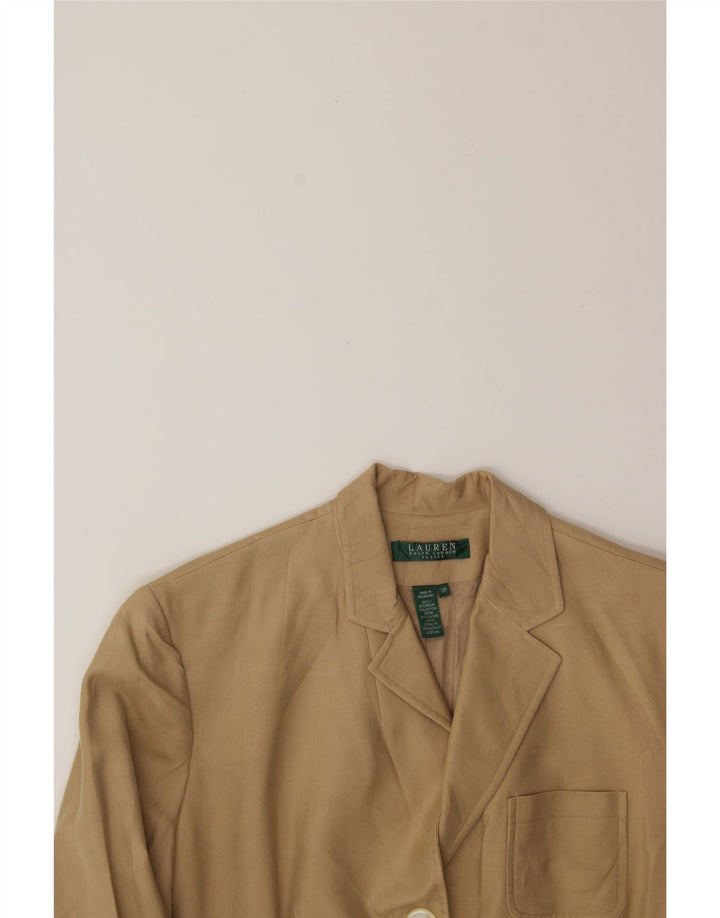 RALPH LAUREN Womens 3 Button Blazer Jacket US 12 Large Beige Cotton Vintage Ralph Lauren and Second-Hand Ralph Lauren from Messina Hembry 