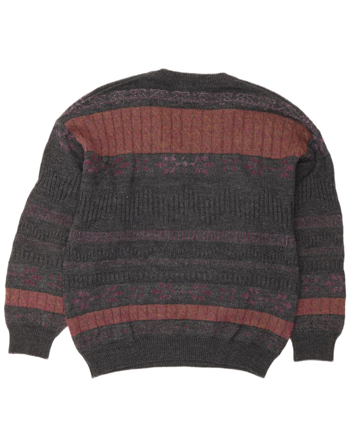 Il Granchio Ανδρικό πουλόβερ με λαιμόκοψη σε σχήμα V Large Grey Fair Isle