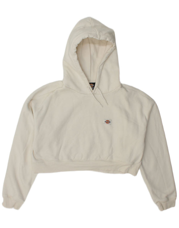 Dickies Womens Crop Hoodie Jumper UK 16 Large Off White Βαμβακερό