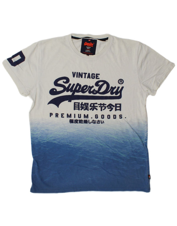 Ανδρικό γραφικό μπλουζάκι Superdry Top Large White Colourblock Βαμβακερό