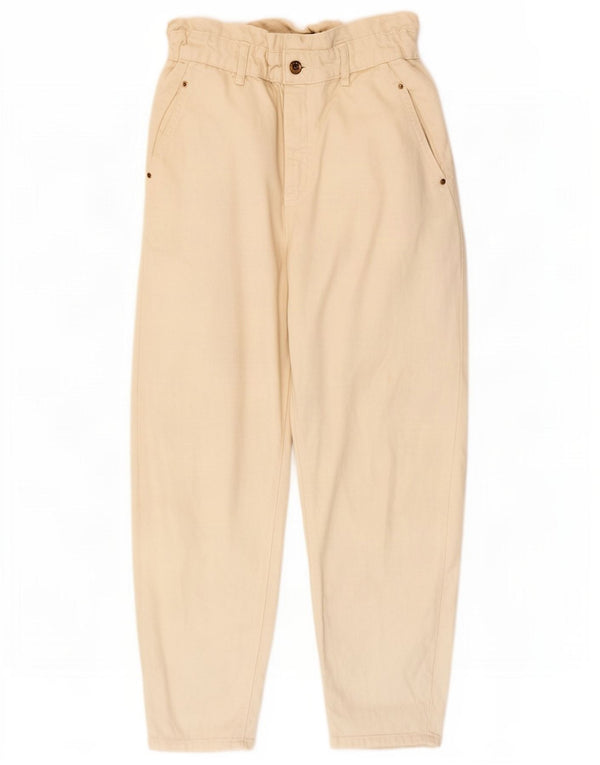 Zara γυναικείο ψηλό φαρδύ τζιν EU 38 Small W28 L25 Μπεζ βαμβακερό