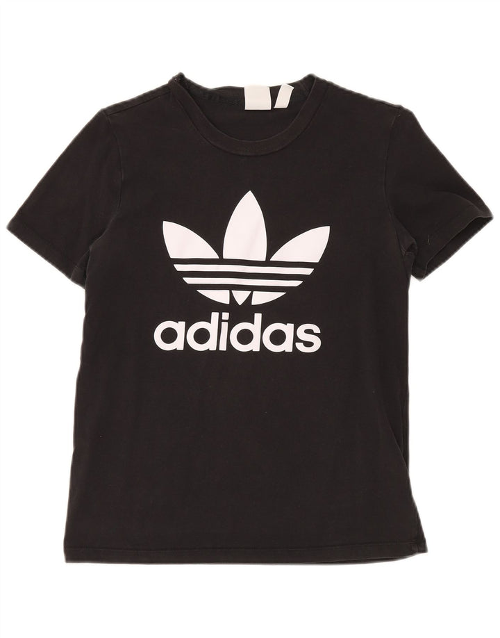 Adidas Γυναικείο T-Shirt Top UK 12 μεσαίο μαύρο βαμβακερό