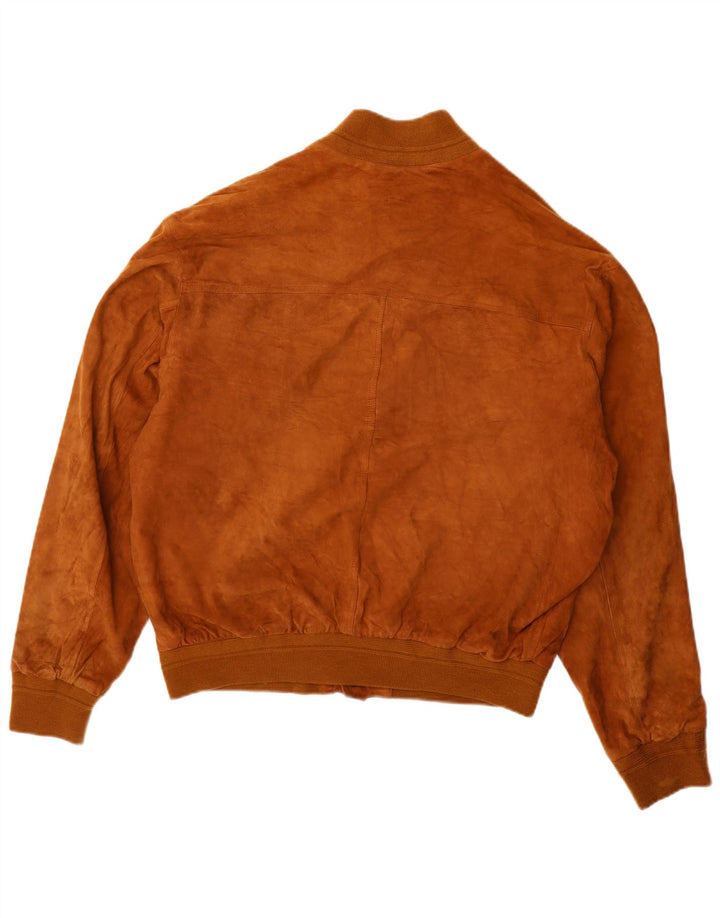 VINTAGE Ανδρικό Suede Bomber Jacket IT 52 XL Καφέ Δερμάτινο