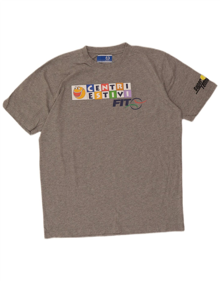 Sergio Tacchini Ανδρικό γραφικό T-Shirt Top μεγάλο γκρι βαμβακερό