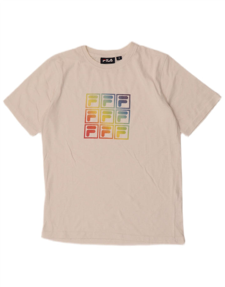 Fila Γυναικείο γραφικό T-Shirt Top UK 12 Medium White