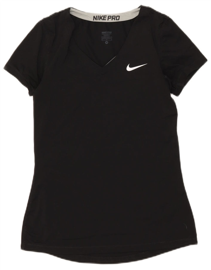 Γυναικείο T-Shirt Nike Dri Fit Top UK 12 Μεσαίο μαύρο πολυεστέρα