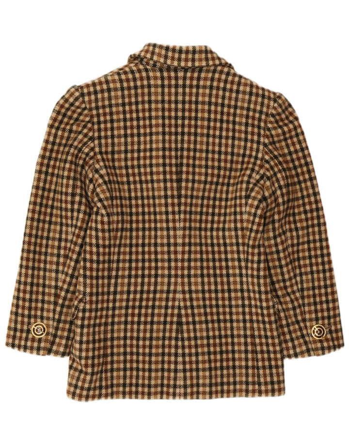 VINTAGE Γυναικείο μπλέιζερ μπουφάν UK 8 Small Brown Check