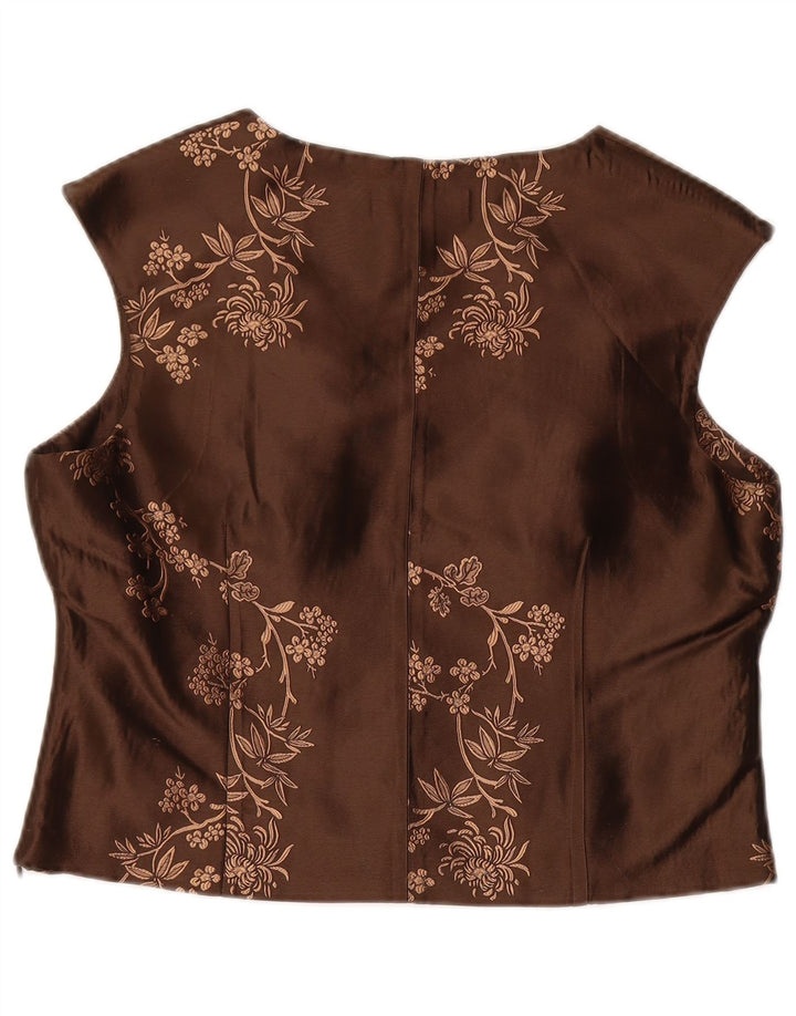 ANTONIO D'ERRICO Γυναικεία Crop Μπλούζα Τοπ UK 16 Large Brown Floral