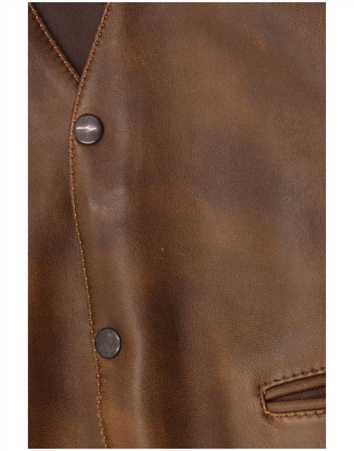 Vintage Ανδρικό Δερμάτινο Γιλέκο Μεσαίο Καφέ Δέρμα