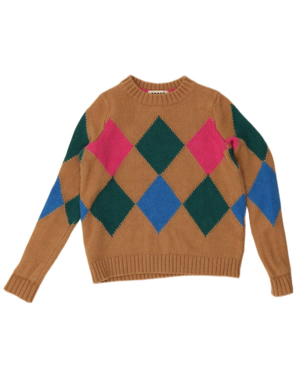 Boden Γυναικείο πουλόβερ με λαιμόκοψη Crop Crop UK 10 Small Brown Argyle/Diamond