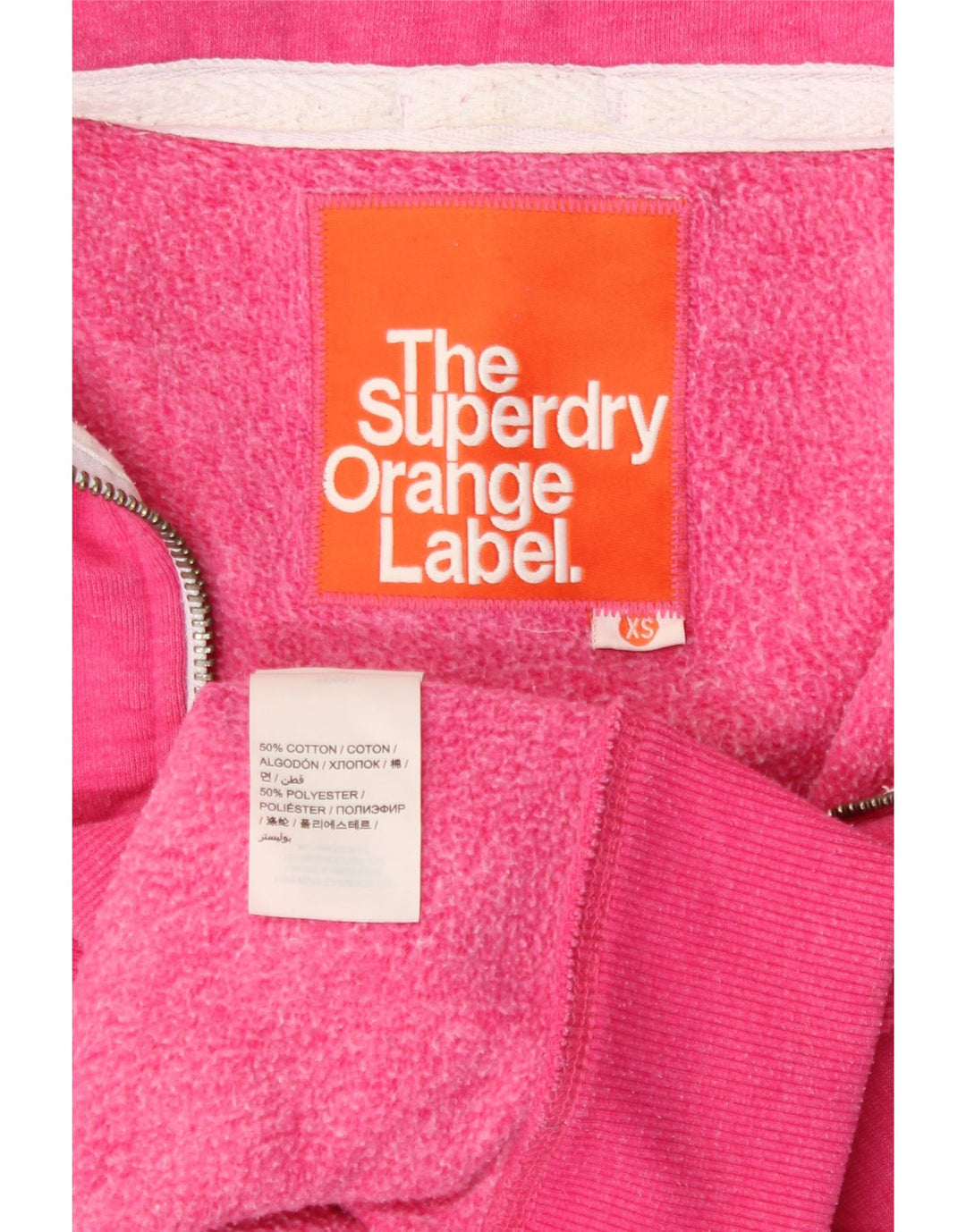 Γυναικείο πουλόβερ με κουκούλα με φερμουάρ SUPERDRY UK 6 XS Ροζ βαμβακερό