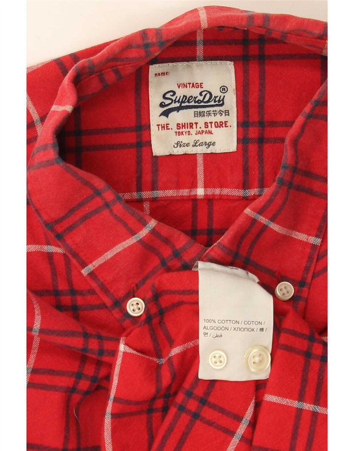 Ανδρικό πουκάμισο Superdry Φανελένιο μεγάλο κόκκινο βαμβακερό