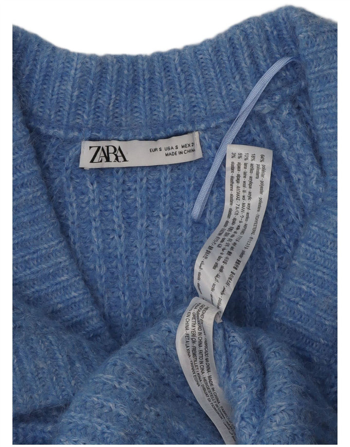 Zara Γυναικεία Ζακέτα UK 10 Small Blue Flecked Polyester
