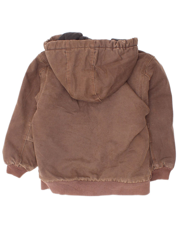 Carhartt Boys Hooded Bomber Jacket 7-8 Years Small Brown Βαμβακερό
