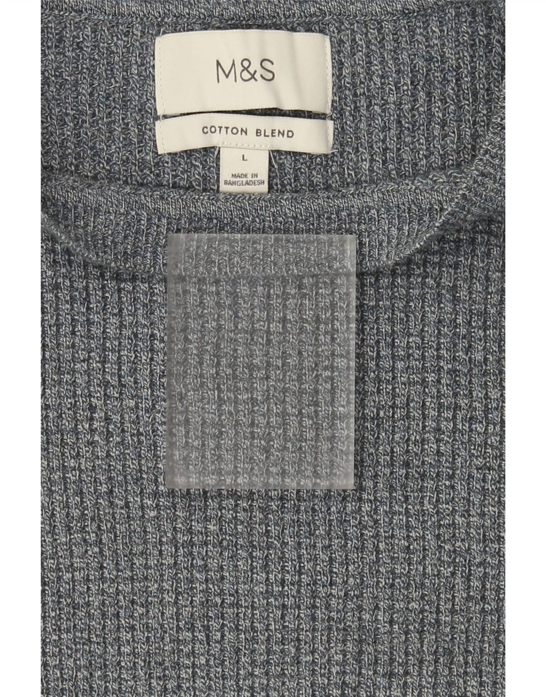 Marks & Spencer Ανδρικό πουλόβερ με λαιμόκαυστο βαμβακερό μεγάλο γκρι