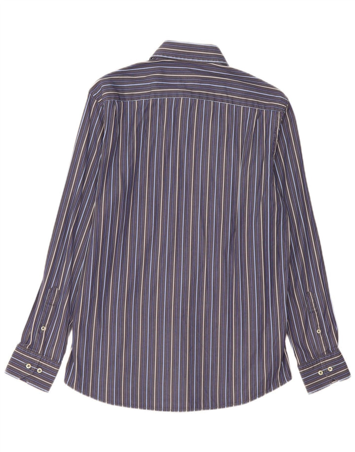 Ανδρικό πουκάμισο Massimo Dutti μεγέθους 42 16 1/2 Large Navy Blue ριγέ