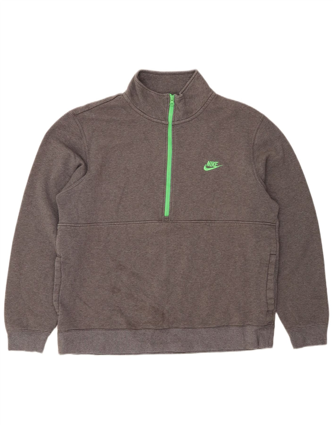 NIKE Mens Zip Neck Sweatshirt Jumper XL Grey Cotton