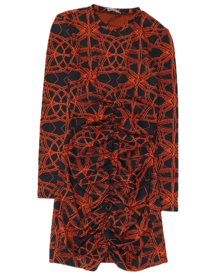 Zara Γυναικείο Abstract Pattern Φόρεμα μακρυμάνικο Shift UK 8 Small μαύρο