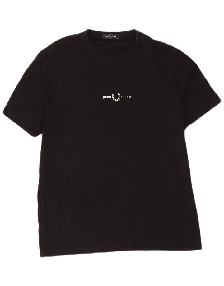 Fred Perry Ανδρικό T-Shirt Top μεγάλο μαύρο βαμβακερό