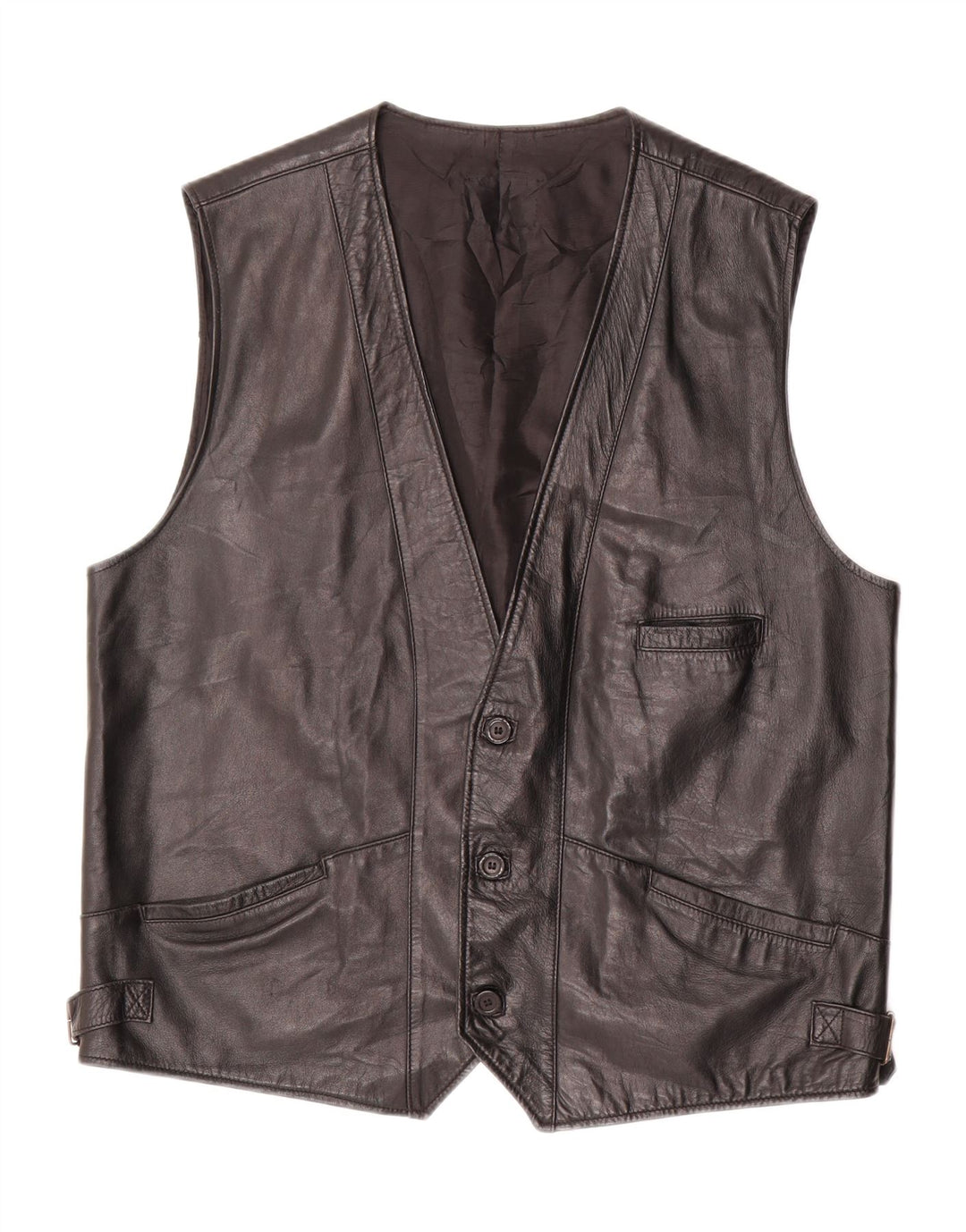VINTAGE Ανδρικό Δερμάτινο Gilet UK 40 Large Black Leather