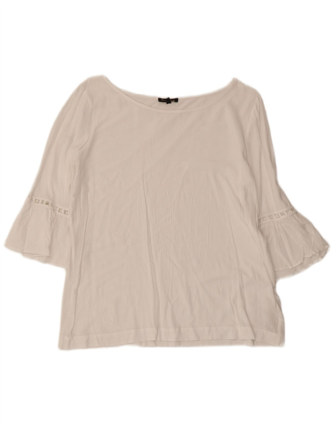 Massimo Dutti Γυναικεία μπλούζα Crop 3/4 Sleeve Top UK 12 Medium White Viscose