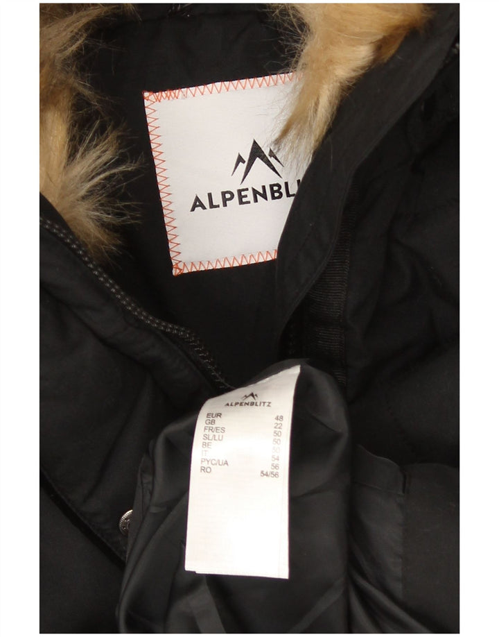 Alpenblitz γυναικείο παλτό με κουκούλα με επένδυση UK 22 2XL μαύρο πολυεστέρα