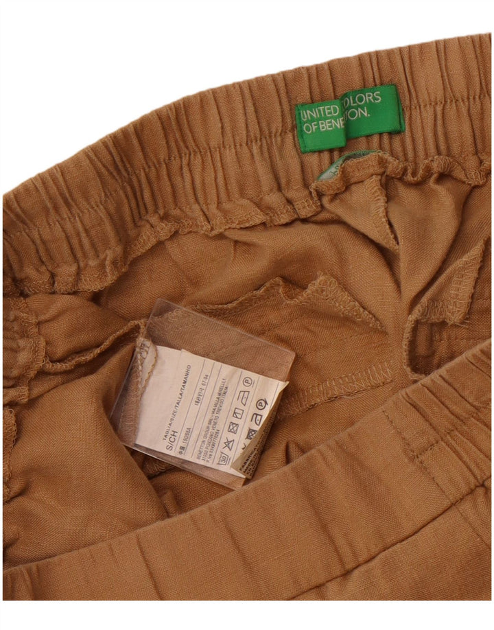 Γυναικείο κωνικό casual παντελόνι Benetton Small W26 L25 Beige λινό