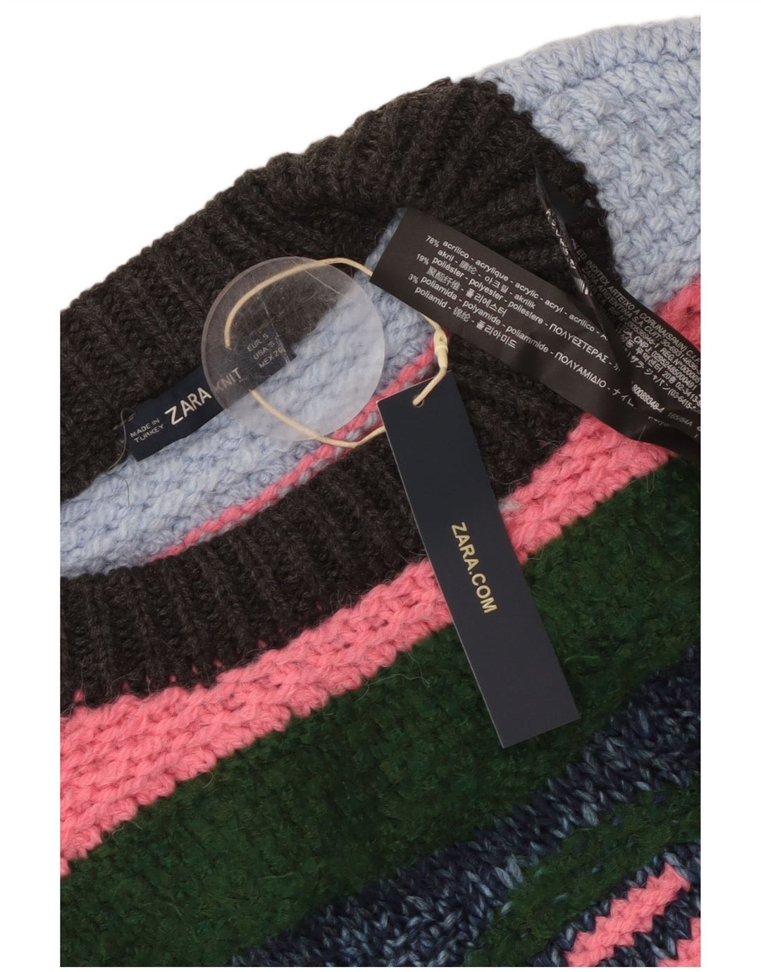 ZARA Γυναικείο πουλόβερ υπερμεγέθη Crew Neck Jumper UK 10 Small πολύχρωμο