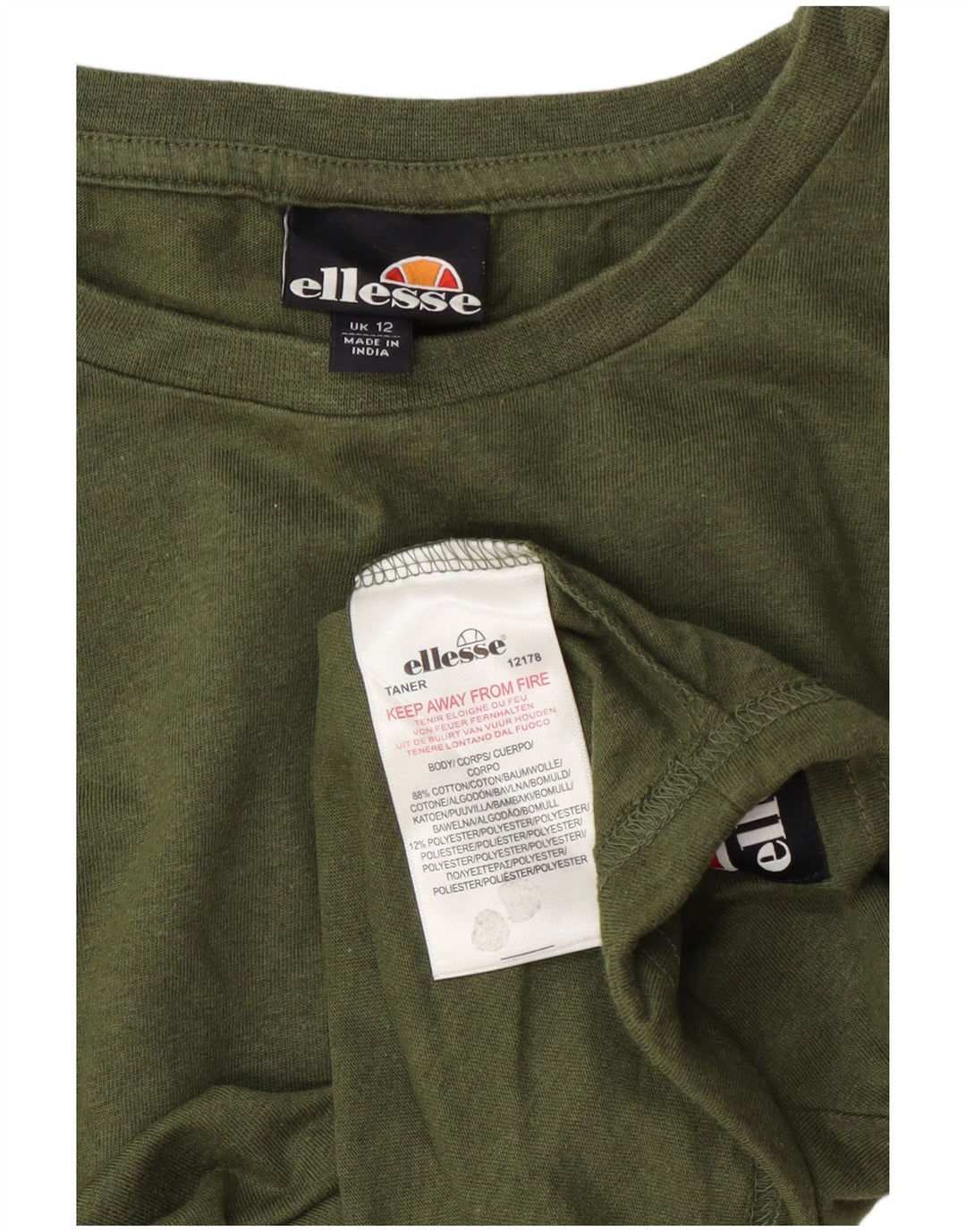 Ellesse Γυναικείο Crop Top Μακρυμάνικο UK 12 Μεσαίο Πράσινο Βαμβακερό