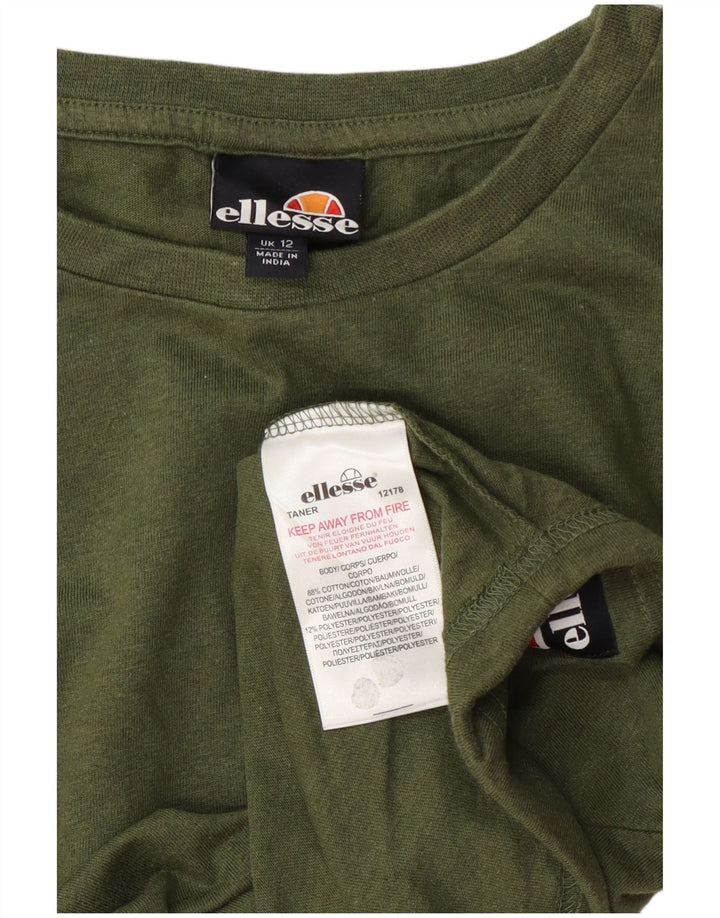 Ellesse Γυναικείο Crop Top Μακρυμάνικο UK 12 Μεσαίο Πράσινο Βαμβακερό