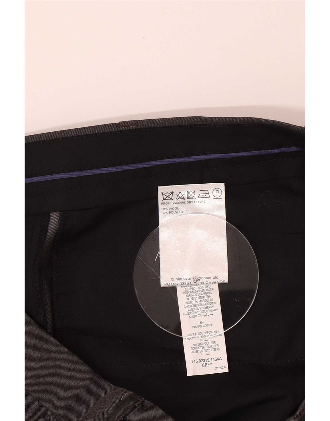 Marks & Spencer Ανδρικό αυτόγραφο ίσιο παντελόνι W36 L31 Γκρι μαλλί