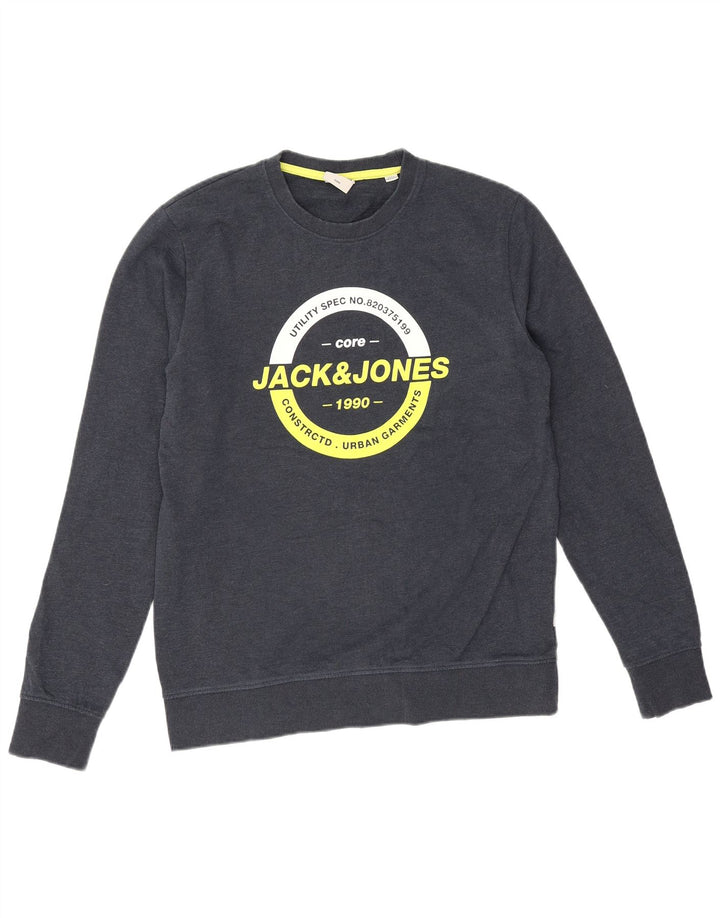 Jack & Jones Ανδρικό γραφικό φούτερ Jumper Large Navy Blue από βαμβάκι