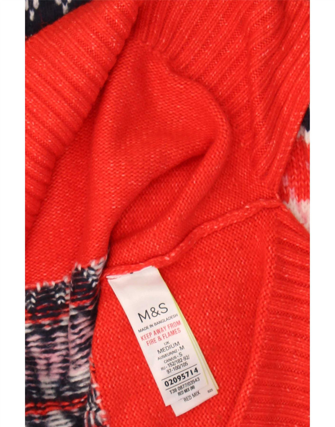 Marks & Spencer Γυναικείο πουλόβερ με λαιμόκαυστο UK 14 Medium Red Fair Isle