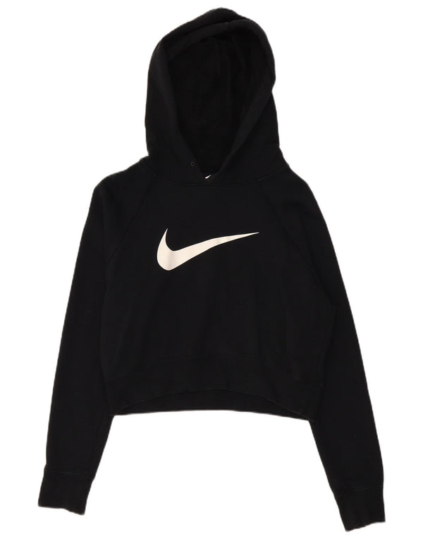 Γυναικείο γραφικό κουκούλα Nike Crop UK 16 Large μαύρο βαμβακερό
