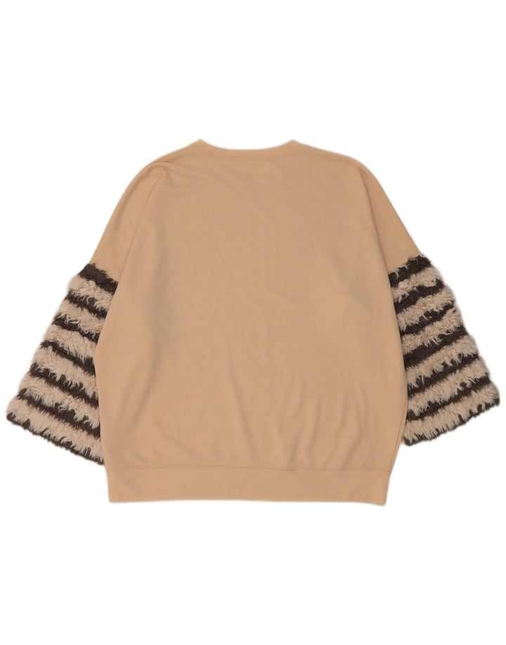 Zara γυναικεία φούτερ με μανίκια 3/4 υπερμεγέθη Jumper UK 14 Medium Beige