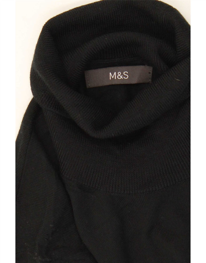 Marks & Spencer Ανδρικό πουλόβερ με ρολό λαιμόκοψη, μεσαίο μαύρο μαλλί Merino