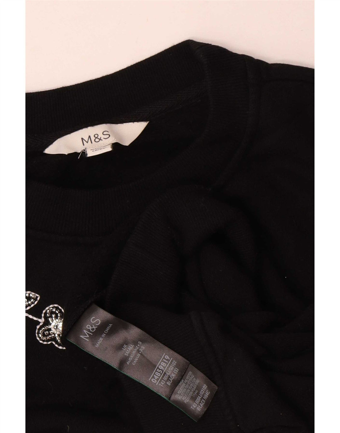 Marks & Spencer Γυναικεία μπλούζα μεγάλου μεγέθους Jumper UK 10 Small Black Floral