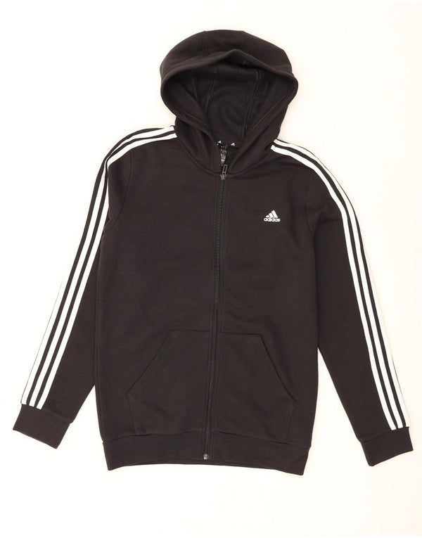 Adidas Boys Zip Hoodie πουλόβερ 15-16 ετών Μαύρο βαμβακερό