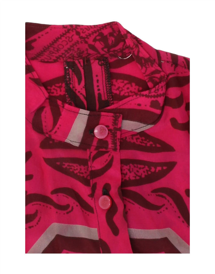 VINTAGE Womens Abstract Pattern Long Sleeve Blouse Top UK 14 Medium Pink Vintage Vintage and Second-Hand Vintage from Messina Hembry 