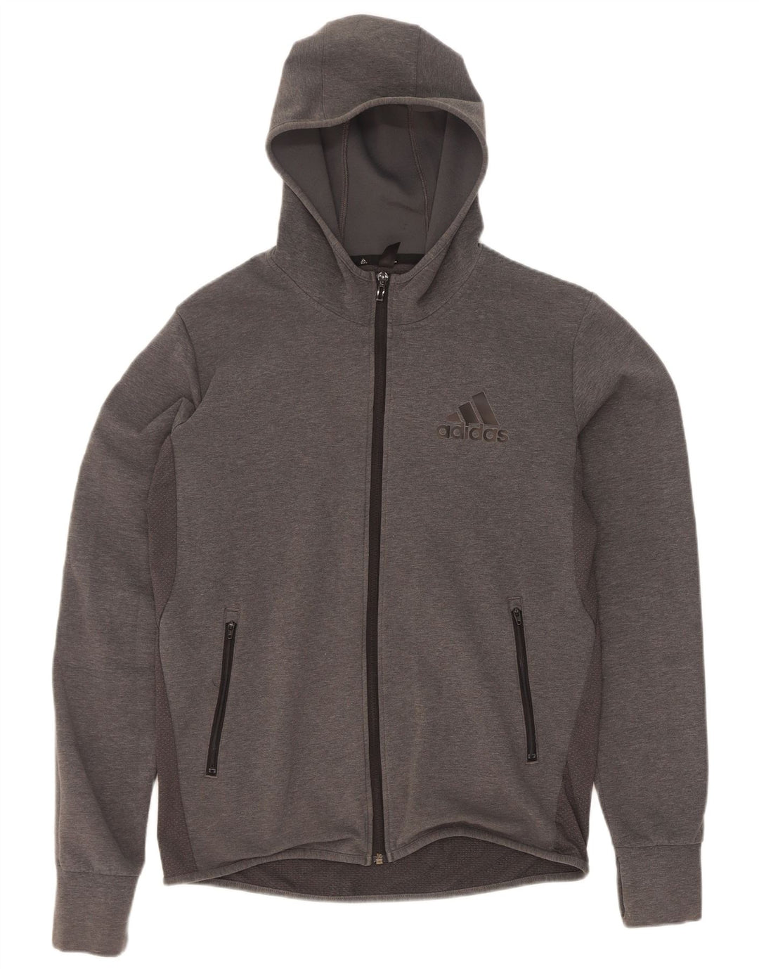 Ανδρικό πουλόβερ με κουκούλα με φερμουάρ Adidas μεσαίο βαμβακερό γκρι