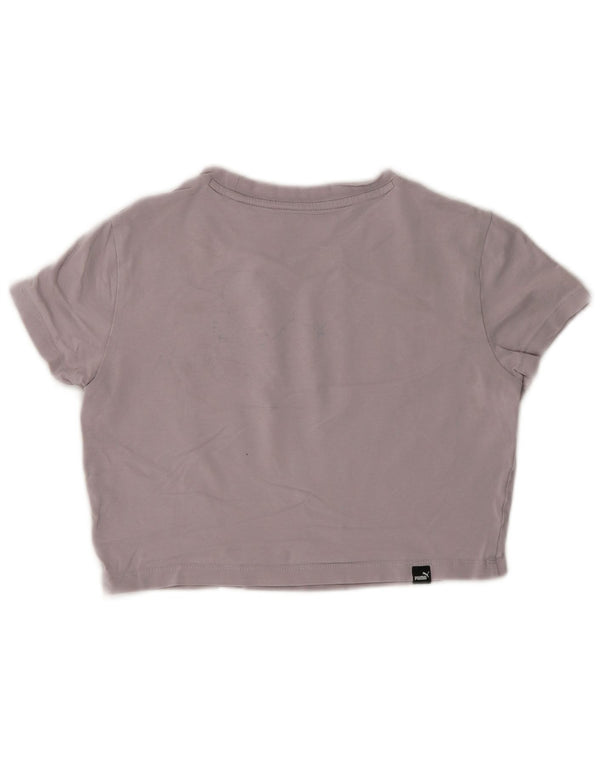 Γυναικείο γραφικό T-Shirt Puma Crop Top UK 10 Small Grey