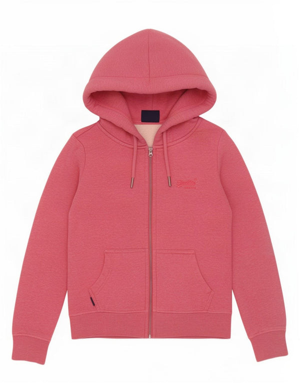 Superdry γυναικείο πουλόβερ με φερμουάρ UK 8 ροζ βαμβακερό