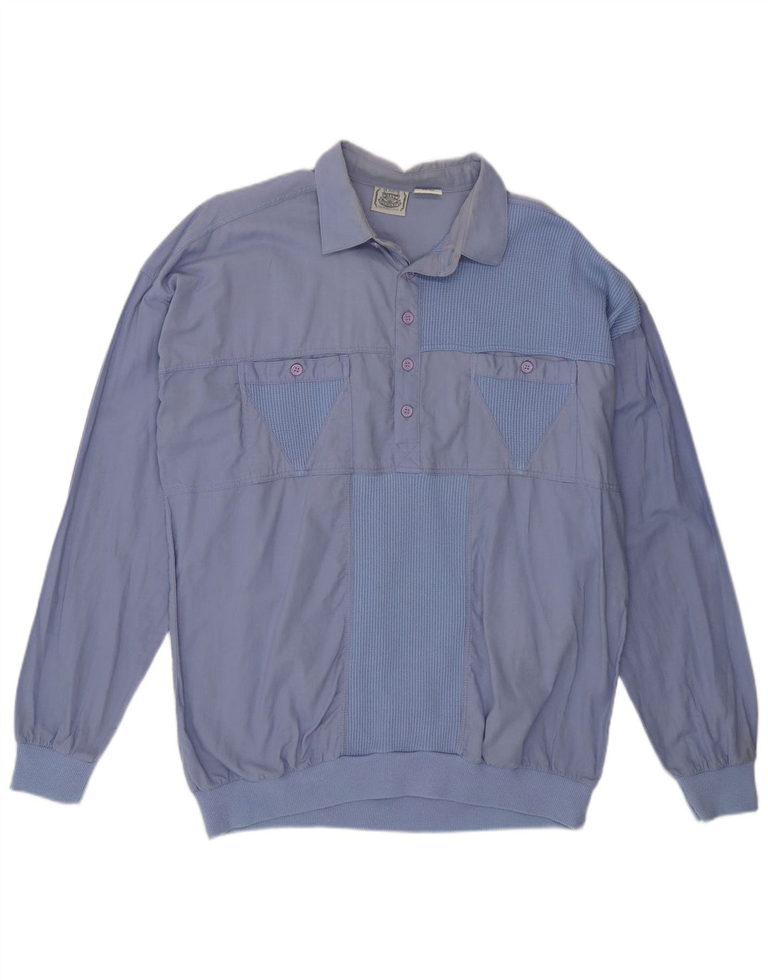 Vintage ανδρικό πουλόβερ πουκάμισο IT 50/52 μεγάλο μπλε βαμβακερό χρώμα
