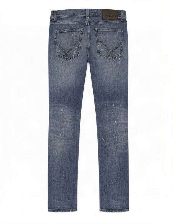Roy Rogers Mens Distressed Slim Jeans W33 L32 Μπλε βαμβακερό