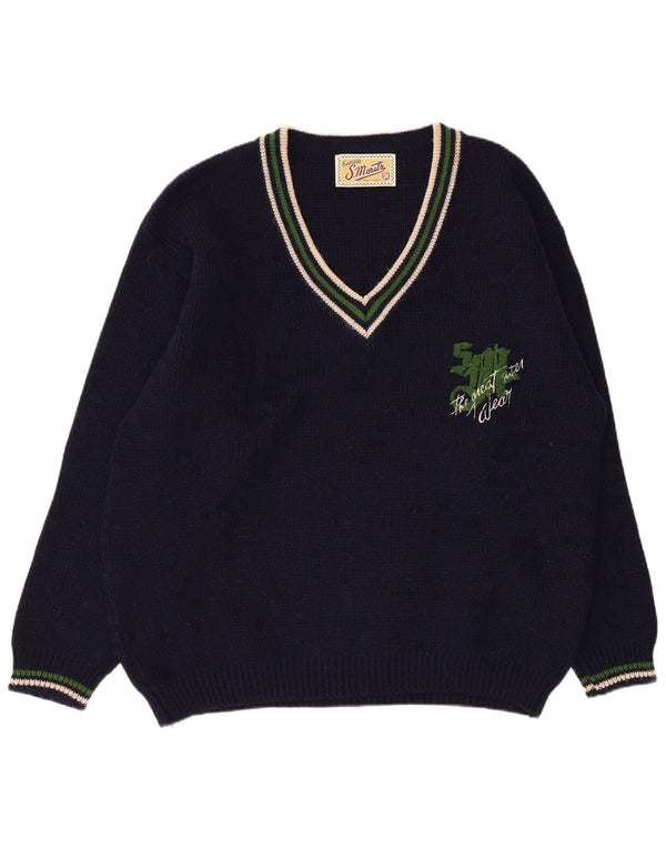 S. Moritz Ανδρικό πουλόβερ με λαιμόκοψη με V λαιμόκοψη XL Ακρυλικό Navy Blue