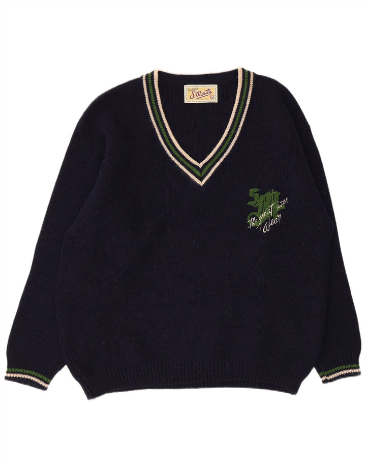 S. Moritz Ανδρικό πουλόβερ με λαιμόκοψη με V λαιμόκοψη XL Ακρυλικό Navy Blue