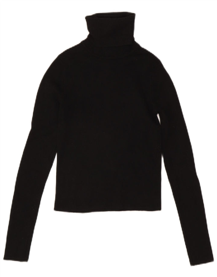 Zara Γυναικείο Crop Top μακρυμάνικο UK 8 Small Black Viscose
